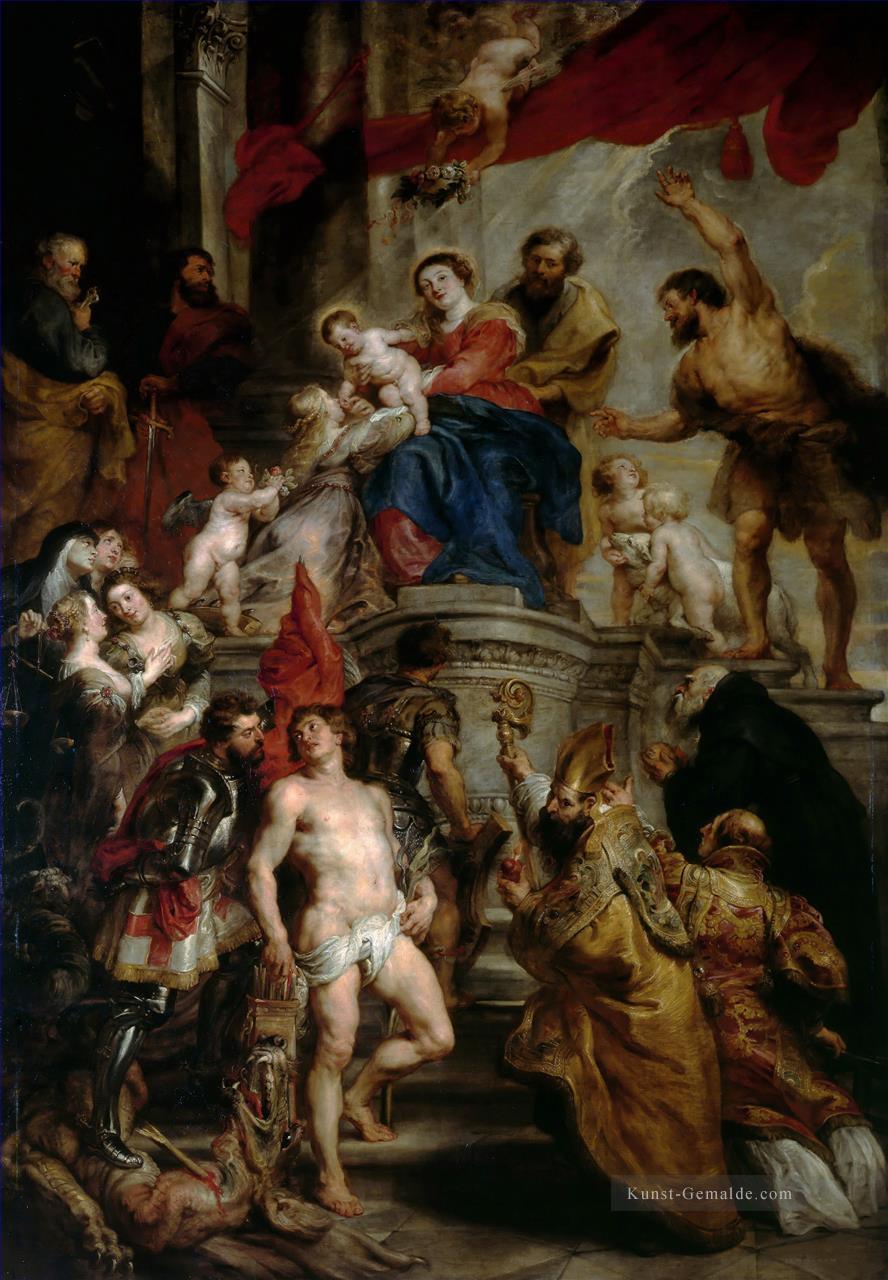 Madonna inthronisiert mit Kind und Heiligen Barock Peter Paul Rubens Ölgemälde